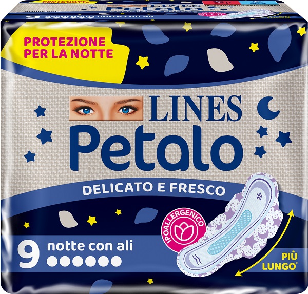 LINES PETALO BLU ASSORBENTE NOTTE 9 PEZZI - Farmacia-flash.it