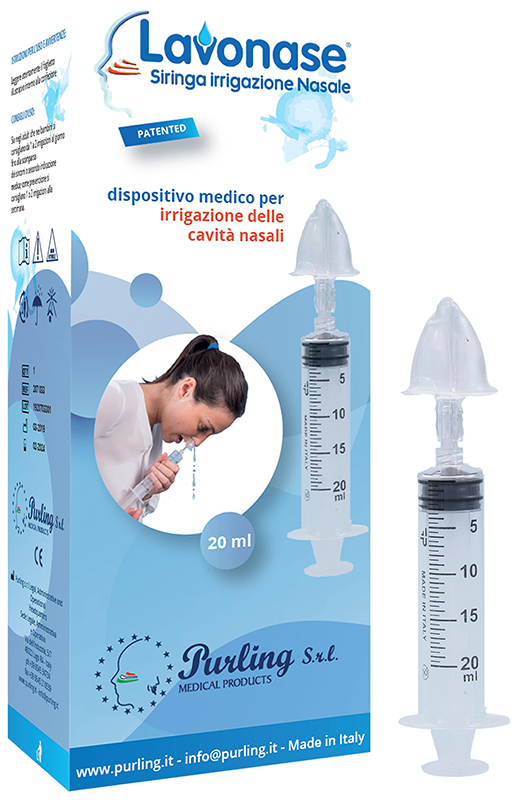 LAVONASE IRRIGAZIONE NASALE NON STERILE SIRINGA 20 ML + LUER-LOCK CON CAPPUCCIO + UGELLO NASALE CON RACCORDO LUER-LOCK + PERFORATORE CON VALVOLA NON RITORNO CON TAPPO - Farmacia-flash.it