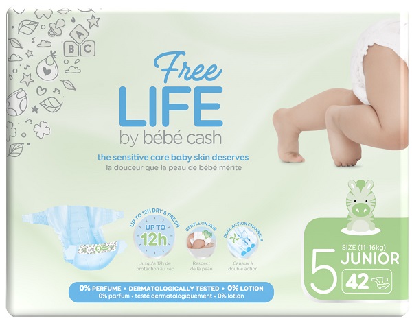 FREELIFE BY BEBECASH JUNIOR TAGLIA 5 11-25 KG GIROVITA 41-62 CM 42 PEZZI - Farmacia-flash.it