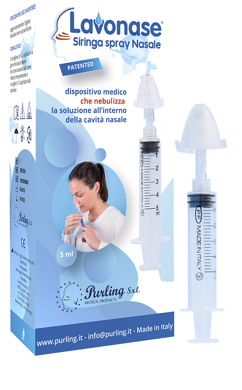 LAVONASE SIRINGA SPRAY NASALE NON STERILE 5 ML LUER-LOCK CON CAPPUCCIO + UGELLO NASALE CON RACCORDO LUER-LOCK + PERFORATORE CON VALVOLA NON RITORNO CON TAPPO - Farmacia-flash.it