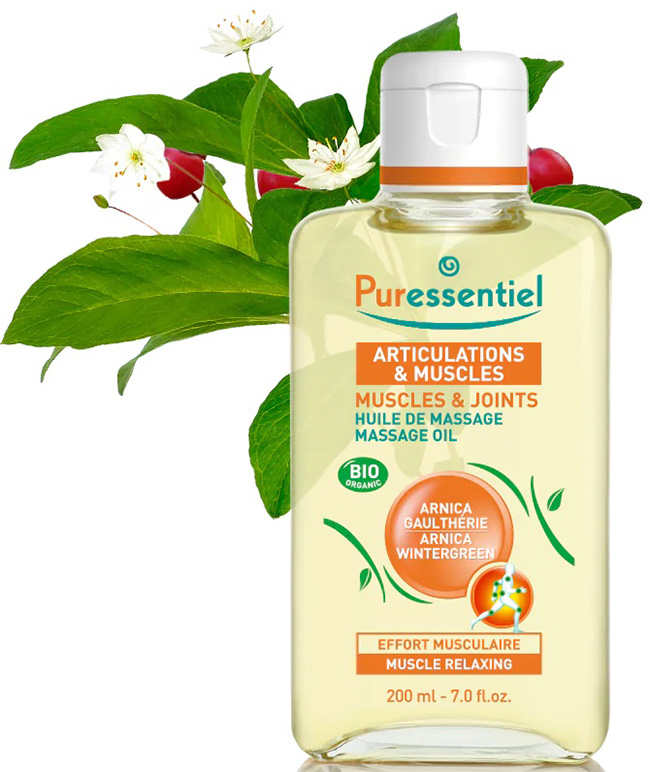 PURESSENTIEL OLIO DA MASSAGGIO SFORZO MUSCOLARE BIO 200 ML - Farmacia-flash.it