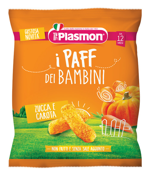 PLASMON DRY SNACK PAFF ZUCCA CAROTE 15 G - Farmacia-flash.it