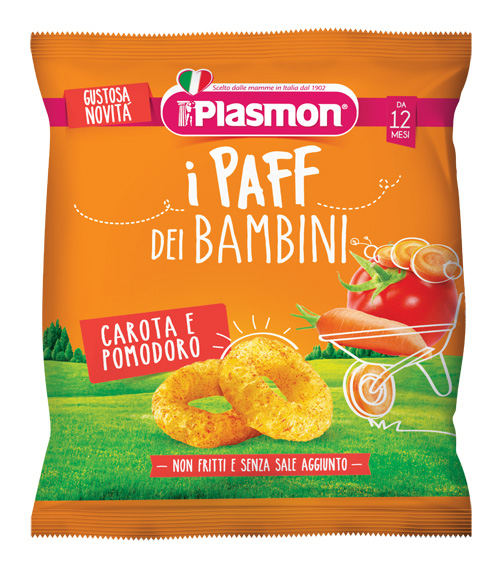 PLASMON DRY SNACK PAFF CAROTA POMODORO 15 G - Farmacia-flash.it