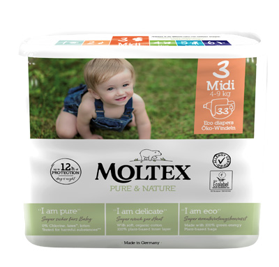 PANNOLINI MOLTEX PURE & NATURE MIDI 4-9 KG TAGLIA 3 33 PEZZI - Farmacia-flash.it