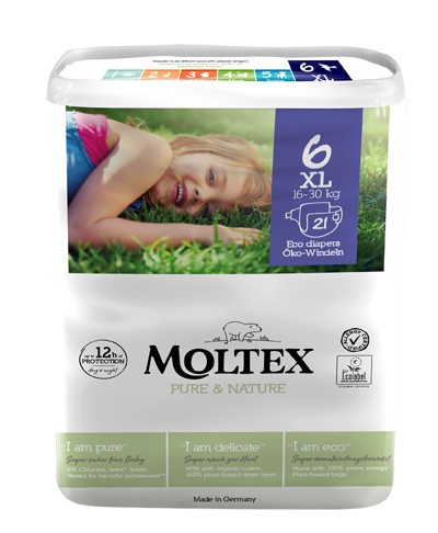 PANNOLINI MOLTEX PURE & NATURE XL 16-30 KG TAGLIA 6 21 PEZZI - Farmacia-flash.it