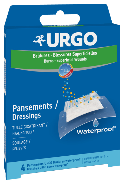 URGO USTIONI SUPERFICIALI WATERPROOF 10 X 7 CM 4 PEZZI - Farmacia-flash.it