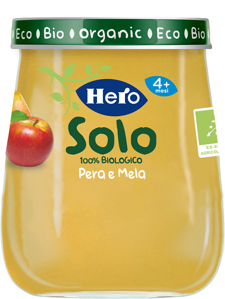 HERO SOLO OMOGENEIZZATO PERA MELA 100% BIO 120 G - Farmacia-flash.it