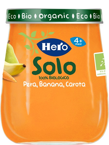 HERO BABY OMOGENEIZZATO PERA BANANA CAROTA 100% BIO 120 G - Farmacia-flash.it