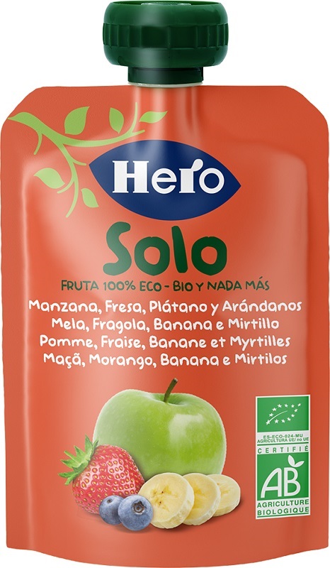HERO SOLO FRUTTA FRULLATA 100% BIO MELA BANANA FRAGOLA 100 G - Farmacia-flash.it