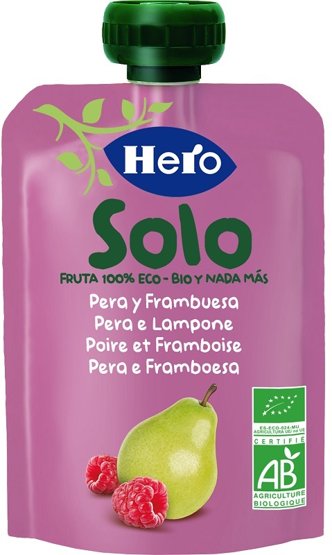 HERO SOLO FRUTTA FRULLATA 100% BIO PERA E LAMPONE 100 G - Farmacia-flash.it