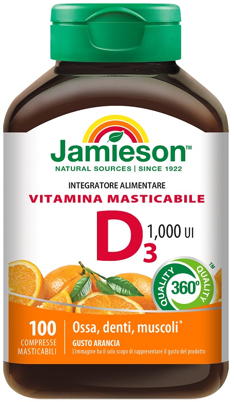 JAMIESON VITAMINA D MASTICABILE ARANCIA 100 COMPRESSE - Farmacia-flash.it