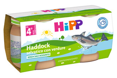 HIPP OMOGENEIZZATO DI FILETTI DI HADDOCK SELVATICO CON VERDURE 2X80 G - Farmacia-flash.it