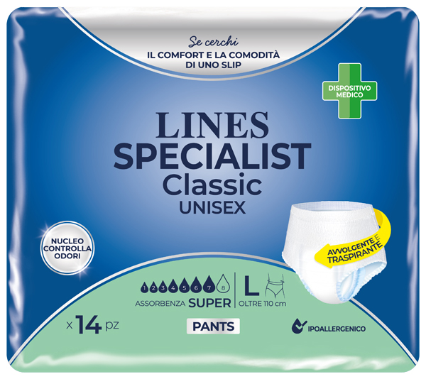 PANNOLONE A MUTANDA LINES SPECIALIST CLASSIC PANTS SUPER L 14 PEZZI - Farmacia-flash.it