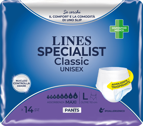 PANNOLONE A MUTANDA LINES SPECIALIST CLASSIC PANTS MAXI L 14 PEZZI - Farmacia-flash.it