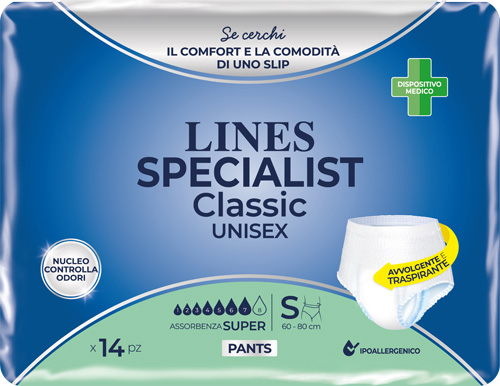 PANNOLONE A MUTANDA LINES SPECIALIST CLASSIC PANTS SUPER S 14 PEZZI - Farmacia-flash.it