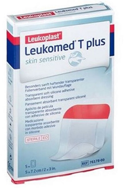 LEUKOMED T PLUS SKIN SENSITIVE MEDICAZIONE POST-OPERATORIA TRASPARENTE IMPERMEABILE CON MASSA ADESIVA AL SILICONE 5X7,2CM 5 PEZZI - Farmacia-flash.it