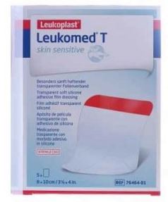 LEUKOMED T PLUS SKIN SENSITIVE MEDICAZIONE POST-OPERATORIA TRASPARENTE MPERMEABILE CON MASSA ADESIVA AL SILICONE 8X10CM 5 PEZZI - Farmacia-flash.it