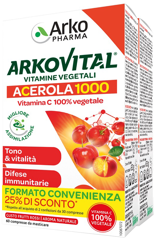 ARKOVITAL ACEROLA 1000 PACK FAMILY 60 COMPRESSE - Farmacia-flash.it