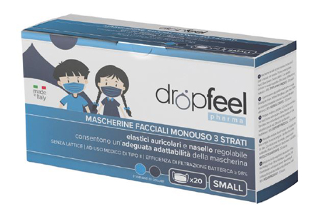 MASCHERINA USO MEDICO DROPFEEL PHARMA MONOUSO SMALL TIPO II BLU NAVY E AZZURO 20 PEZZI - Farmacia-flash.it