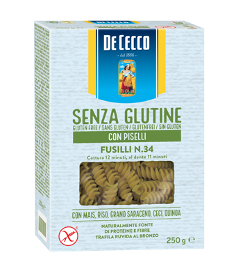 DE CECCO FUSILLI N34 CON PISELLI 250 G - Farmacia-flash.it