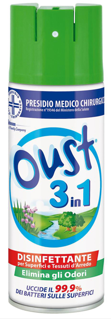 OUST 3 IN 1 DISINFETTANTE PER SUPERFICI E TESSUTI D'ARREDO 400 ML - Farmacia-flash.it