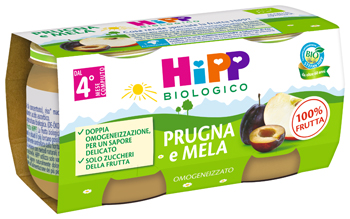 HIPP BIO OMOGENEIZZATO PRUGNA E MELA 2 X 80 G - Farmacia-flash.it