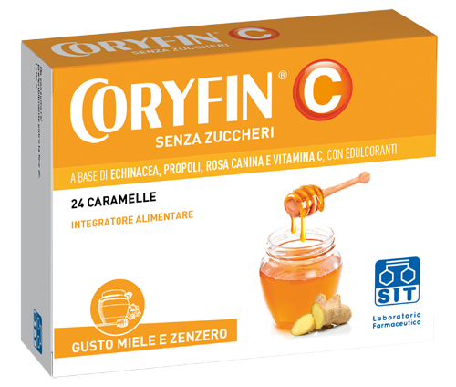 CORYFIN C SENZA ZUCCHERO MIELE ZENZERO 24 CARAMELLE - Farmacia-flash.it