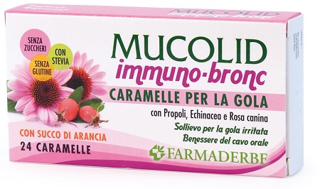MUCOLID BRONC IMMUNO 24 CARAMELLE GUSTO ARANCIA - Farmacia-flash.it