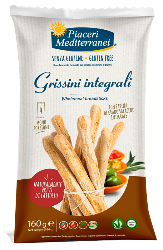 PIACERI MEDITERRANEI GRISSINI INTEGRALI 160 G - Farmacia-flash.it