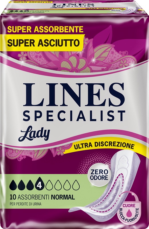 ASSORBENTI PER INCONTINENZA LINES SPECIALIST LADY NORMAL 10 PEZZI - Farmacia-flash.it