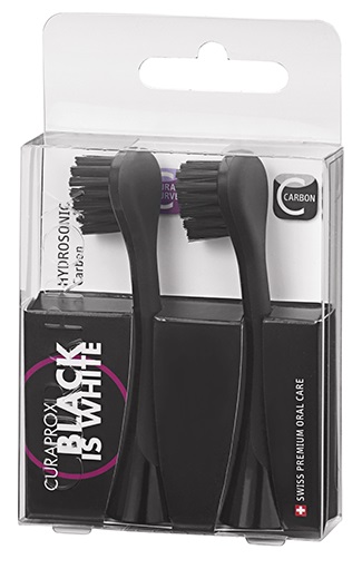 CURAPROX TESTINE RICAMBIO BLACK IS WHITE HYDROSONIC DUO PACK BLACK 2 PEZZI - Farmacia-flash.it