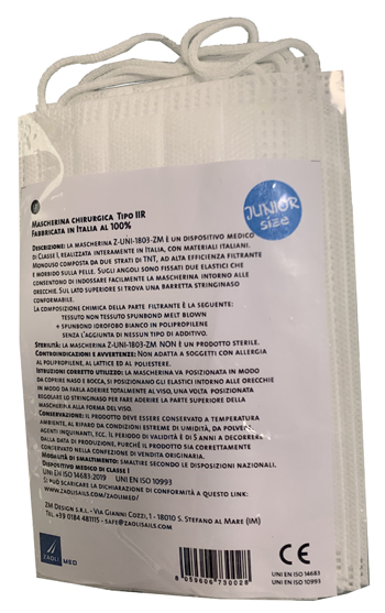 UNIMASCHERINA CHIRURGICA ZM BAMBINI 10 PEZZI - Farmacia-flash.it