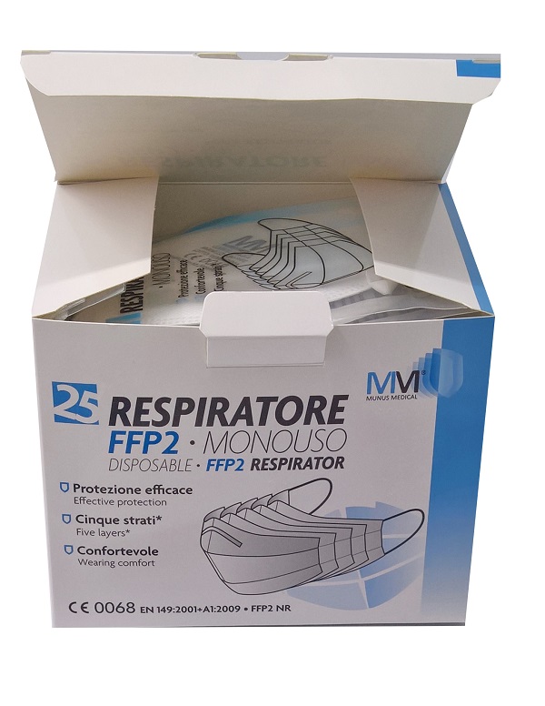 RESPIRATORE MUNUS MEDICAL FFP2 25 PEZZI - Farmacia-flash.it