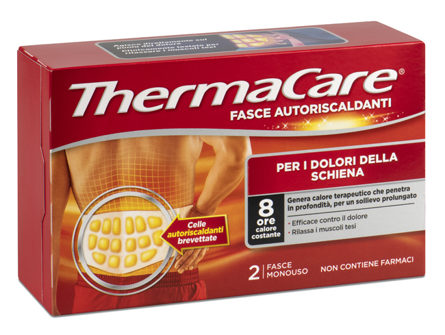 FASCIA AUTORISCALDANTE A CALORE TERAPEUTICO THERMACARE SCHIENA 2 PEZZI - Farmacia-flash.it
