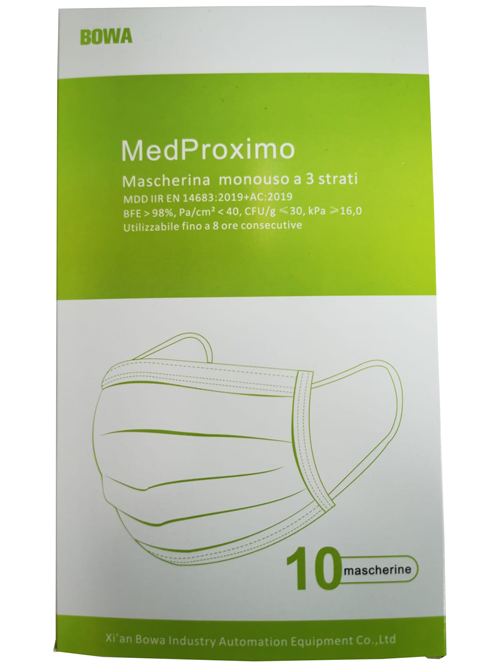 MASCHERINA CHIRURGICA MONOUSO A 3 STRATI MEDPROXIMO ADULT 10 PEZZI - Farmacia-flash.it