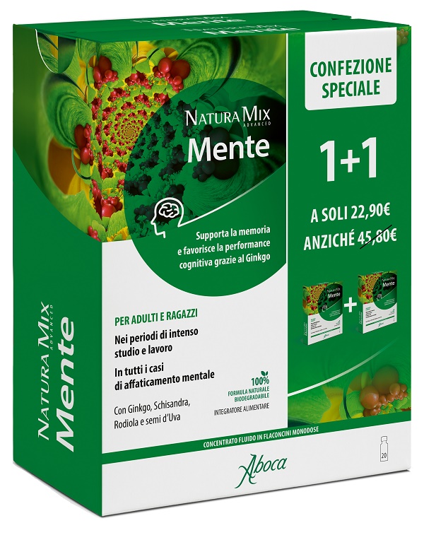 NATURA MIX ADVANCED MENTE 10 FLACONCINI + 10 FLACONCINI 300 ML CONFEZIONE SPECIALE - Farmacia-flash.it