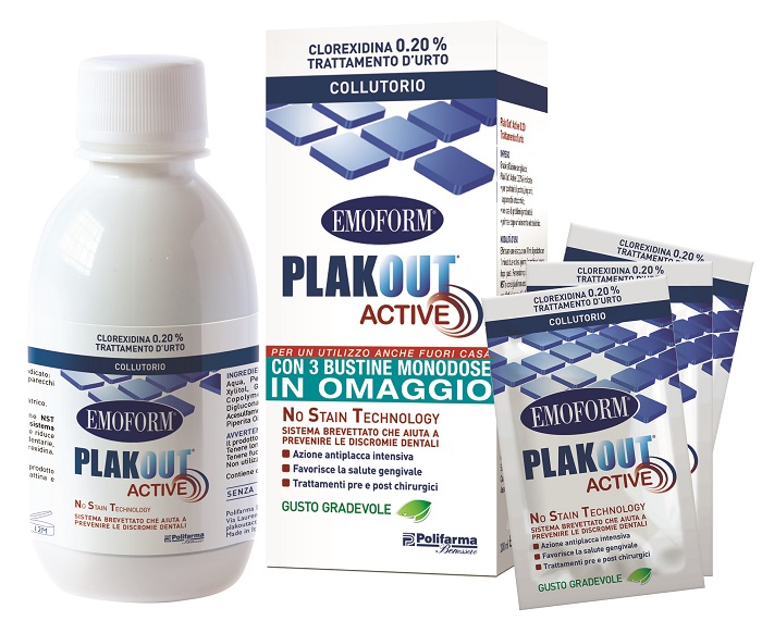 EMOFORM PLAK OUT ACTIVE 0,20% 200 ML + 3 BUSTE - Farmacia-flash.it