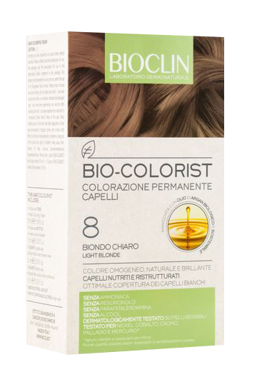 BIOCLIN BIO COLOR FAST&PERFECTION 8,0 BIONDO CHIARO CREMA COLORANTE 60 ML + RIVELATORE IN CREMA 60 ML + BIO COLOR SHAMPOO 10 ML + BIO COLOR MASCHERA 10 ML - Farmacia-flash.it
