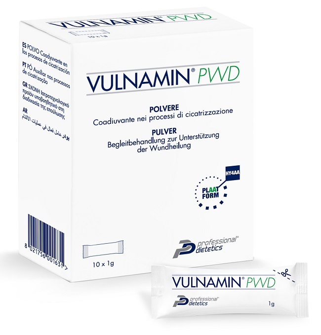 VULNAMIN PWD MEDICAZIONE INTERATTIVA IN POLVERE DI SODIO JALURONATO E AMINOACIDI 10 STICK PACK - Farmacia-flash.it