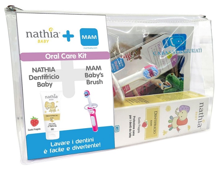 ORAL CARE KIT MASCHIO 1 DENTIFRICIO BABY NATHIA 50 ML + 1 MAM BABY'S BRUSH - Farmacia-flash.it