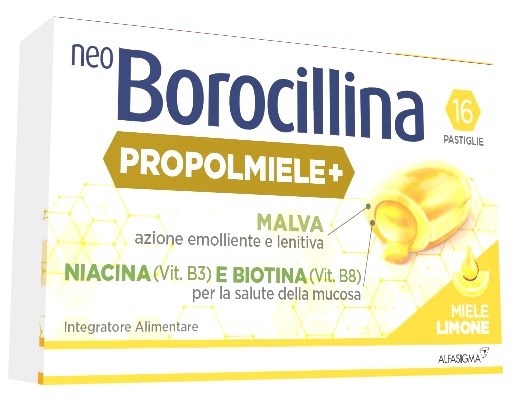 NEOBOROCILLINA PROPOLMIELE+ MIELE/LIMONE 16 PASTIGLIE DA 3,4 G - Farmacia-flash.it