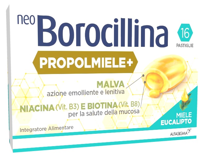 NEOBOROCILLINA PROPOLMIELE+ MIELE/EUCALIPTO 16 PASTIGLIE DA 3,4 G - Farmacia-flash.it
