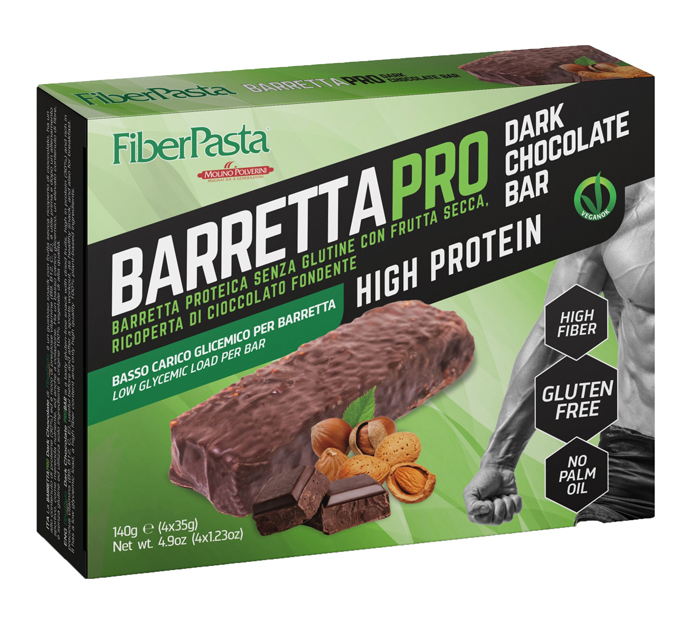 FIBERPASTA BARRETTA PROT DARK CHOCOLATE 4X35 G - Farmacia-flash.it