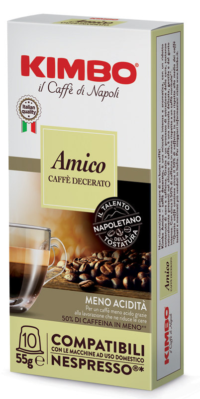 KIMBO AMICO CAFFE' TORREFATTO DECERATO E MACERATO 10 CAPSULE COMPATIBILI NESPRESSO 5,5 G - Farmacia-flash.it