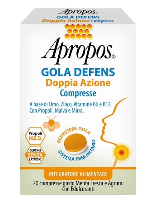 APROPOS GOLA DEFENS DOPPIA AZIONE 20 COMPRESSE - Farmacia-flash.it