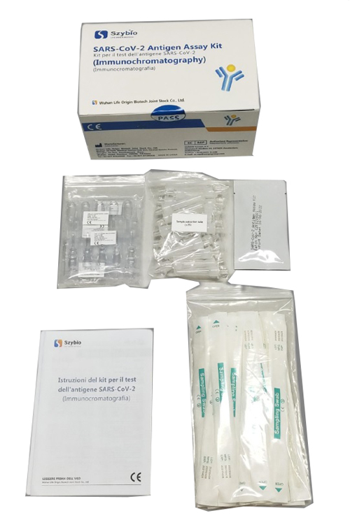 TEST ANTIGENICO RAPIDO COVID-19 SZYBIO DETERMINAZIONE QUALITATIVA ANTIGENI SARS-COV-2 IN TAMPONI NASOFARINGEI/OROFARINGEI MEDIANTE IMMUNOCROMATOGRAFIA 25 PEZZI USO PROFESSIONALE - Farmacia-flash.it