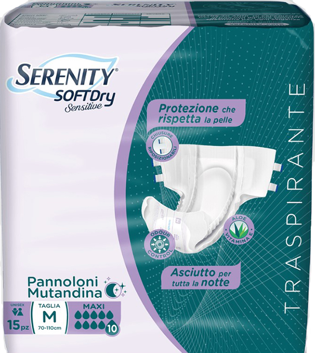 PANNOLONE MUTANDINA SERENITY SD SENSITIVE MAXI M 15 PEZZI - Farmacia-flash.it