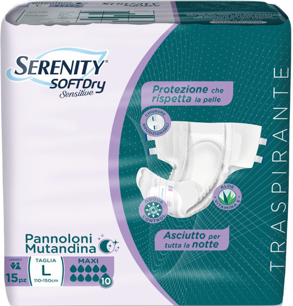 PANNOLONE MUTANDINA SERENITY SD SENSITIVE MAXI L 15 PEZZI - Farmacia-flash.it