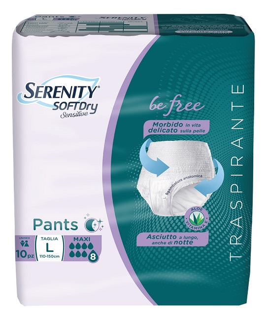 SERENITY PANTS SD SENSITIVE BE FREE MAXI L 10 PEZZI - Farmacia-flash.it