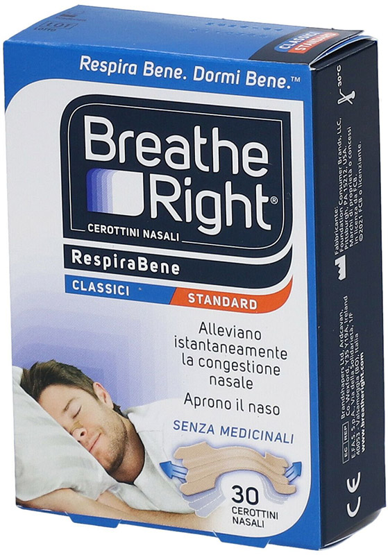 CEROTTI NASALI BREATHE RIGHT CLASSICI 30 PEZZI - Farmacia-flash.it